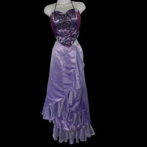 Stunning purple bead corset mermaid 2 piece formal dress set